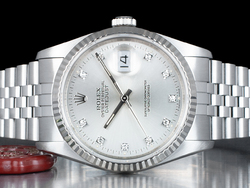 Rolex Datejust 36 Argento Jubilee 16234 Silver Lining Diamanti 